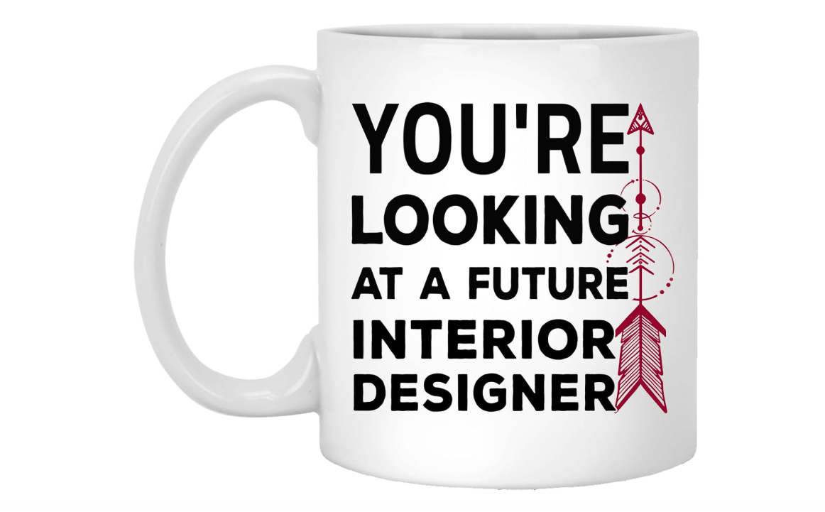 Ceramic Coffee Mug, 11 Ounce, White, Future Interior Designer Quote, Double-Sided Print, Glossy Finish 