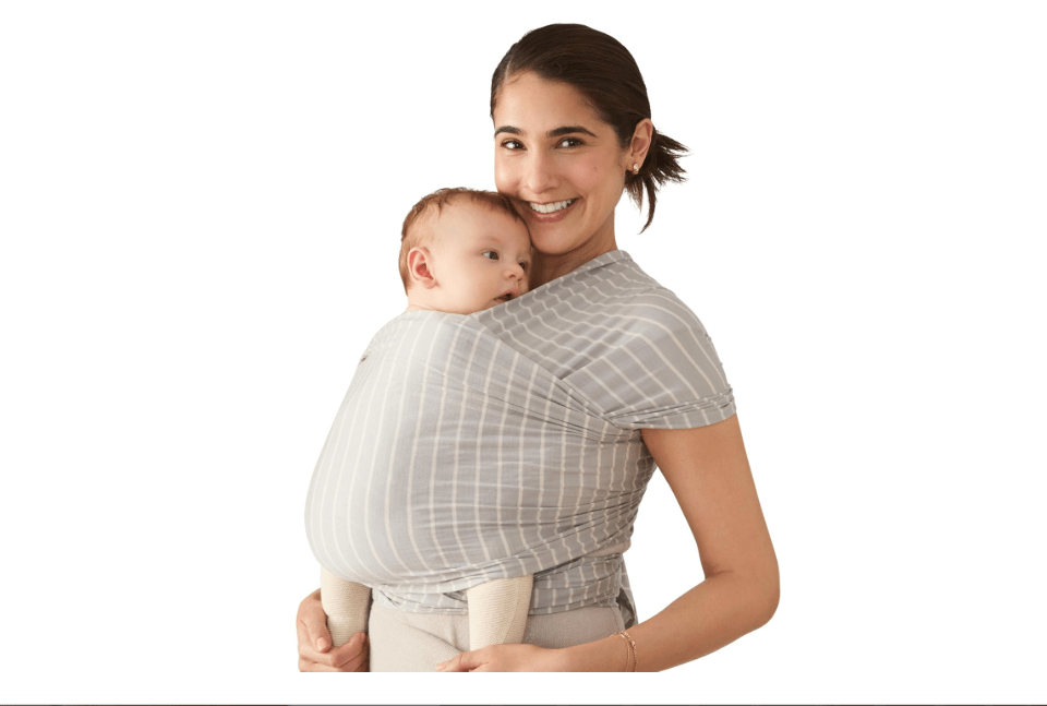 Ergobaby Aura Baby Wrap Carrier for Newborn 0-12 Months | Soft Stretchy Infant Wrap Carrier with Hip-Healthy Positioning, Pre-Tied Design, Fits 8-25 lbs,...