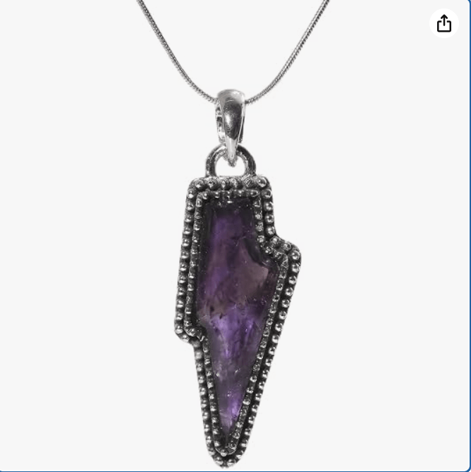 Bolt Pendant Necklace, Silver Lightning Bolt Crystal Jewelry, Adjustable 18-20 Inch Chain, Healing & Protection Stone Gift