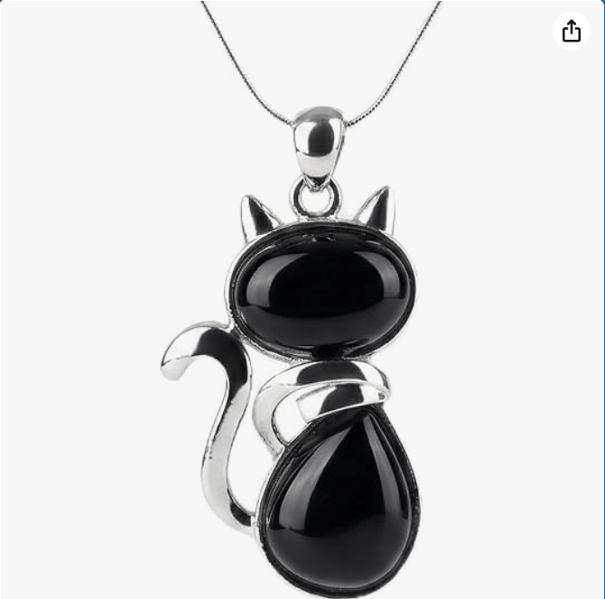 Cat Pendant Necklace, Sterling Silver Chain, Healing Crystal Jewelry, Adjustable 18-20 Inch, Protection Stone Gift