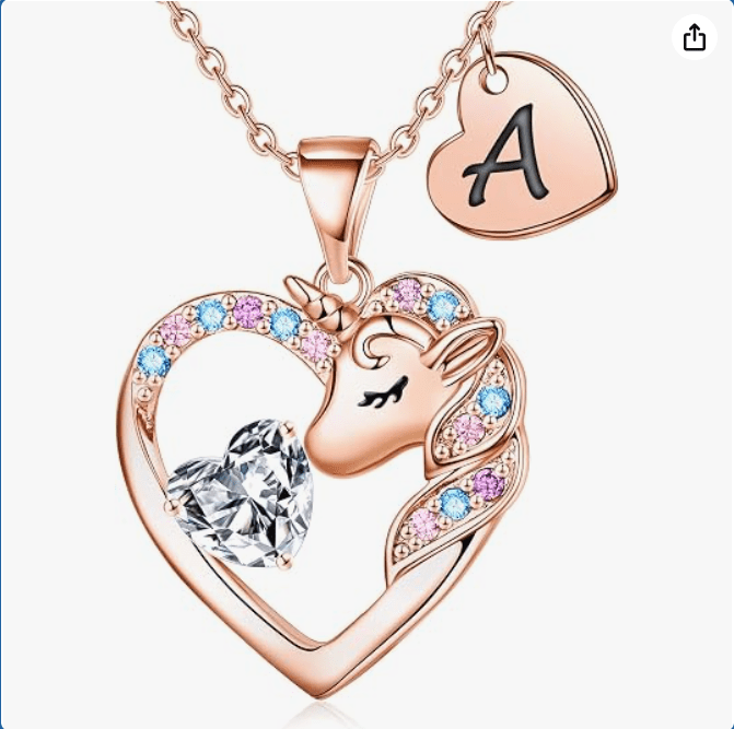 Colorful CZ Heart Initial Necklace for Kids Girls Jewelry Gifts