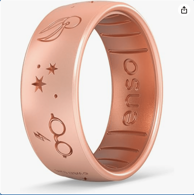 Enso Rings Wizarding World of Harry Potter Collection Dualtone Silicone Ring - Comfortable and Flexible Design - 7.99mm Wide, 2.18mm Thick - Harry Potter Glasses - Rose Gold/Copper - Size 9
