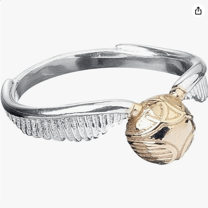Harry Potter Sterling Silver Golden Snitch Ring (6.5)
