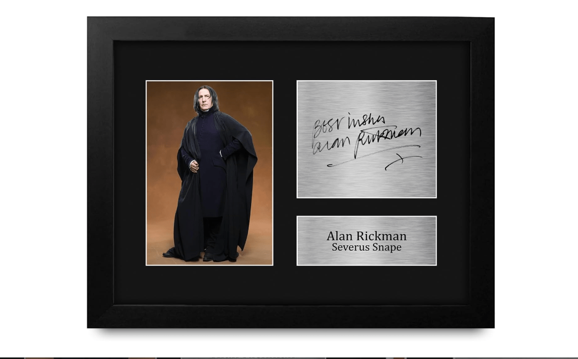 HWC Trading Alan Rickman Severus Snape - Framed Autographed Print Gifts for Movie Fans and Memorabilia, US Letter Size
