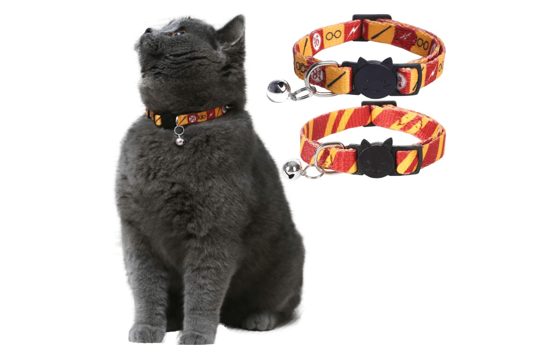 Coomour 2PCS Breakaway Cat Collar with Cute Bell Adjustable Kitty Safety Collars Adjustable from 7-11 Inch (Red,Neck:7"-11")