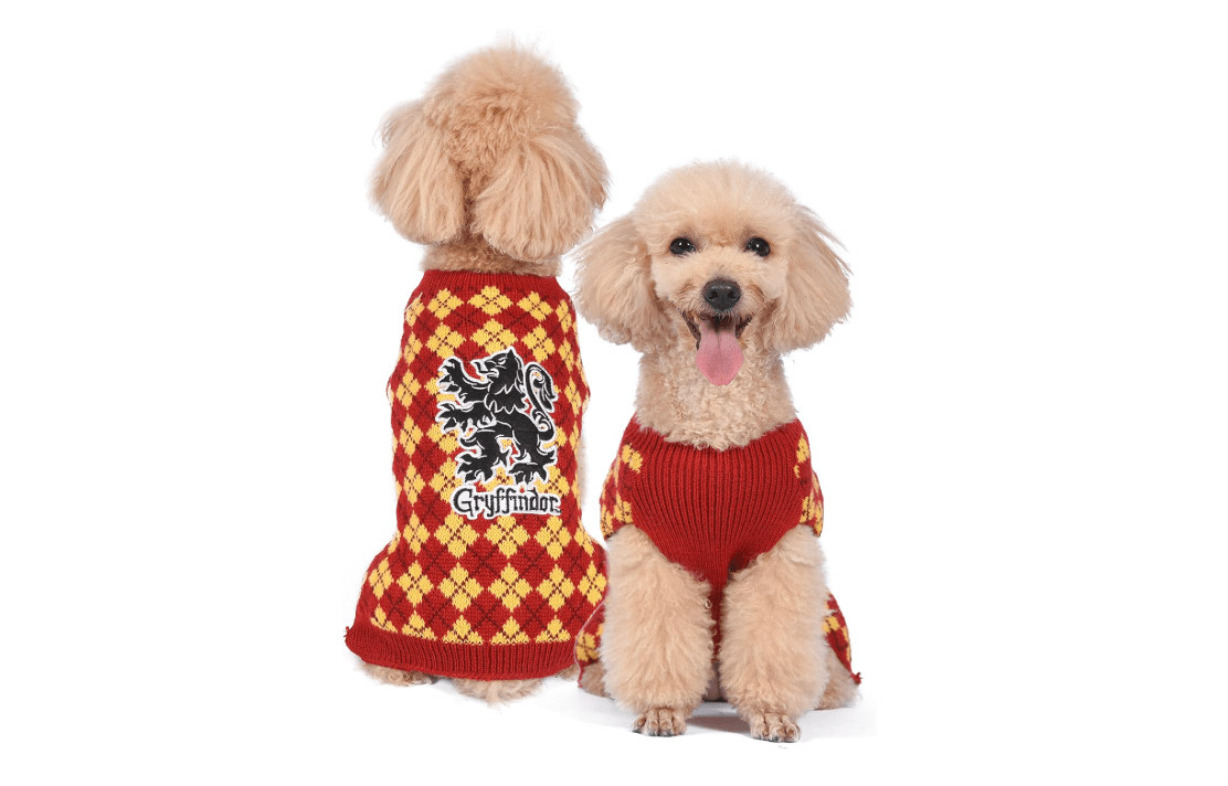 Harry Potter Gryffindor Dog Sweater - Pet Outerwear for Dogs - Officially Licensed Dog Apparel & Accessories for Hogwarts Houses, Size Medium