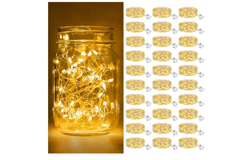 btfarm 30 Pack Fairy Lights Battery Operated Twinkle Lights with 3 Modes | 7Ft 20 Led String Light, Waterproof Bulk Small Mini Silver Wire for Christmas... 