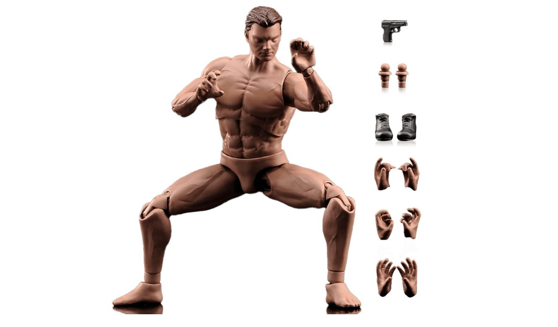 RoofWorld 1:12 Scale Male Action Figure AM116 Flexible Custom Muscle Male Figure Body 6inch PVC Miniature Figure Strong Dolls