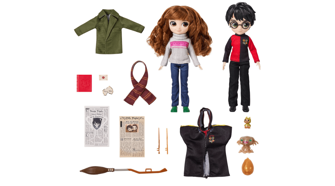 Wizarding World Harry Potter, 8-inch Harry Potter & Hermione Granger Dolls & Accessories Gift Set, over 20 Pieces, Kids Toys for Ages 6 and up