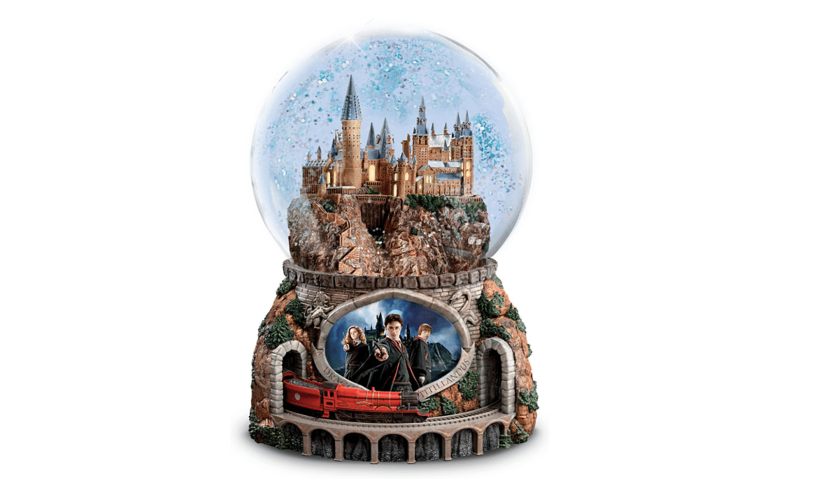 The Bradford Exchange Harry Potter Hogwarts Express Musical Snow Globe, Light-Up Castle, Moving Train with Hedwig's Theme