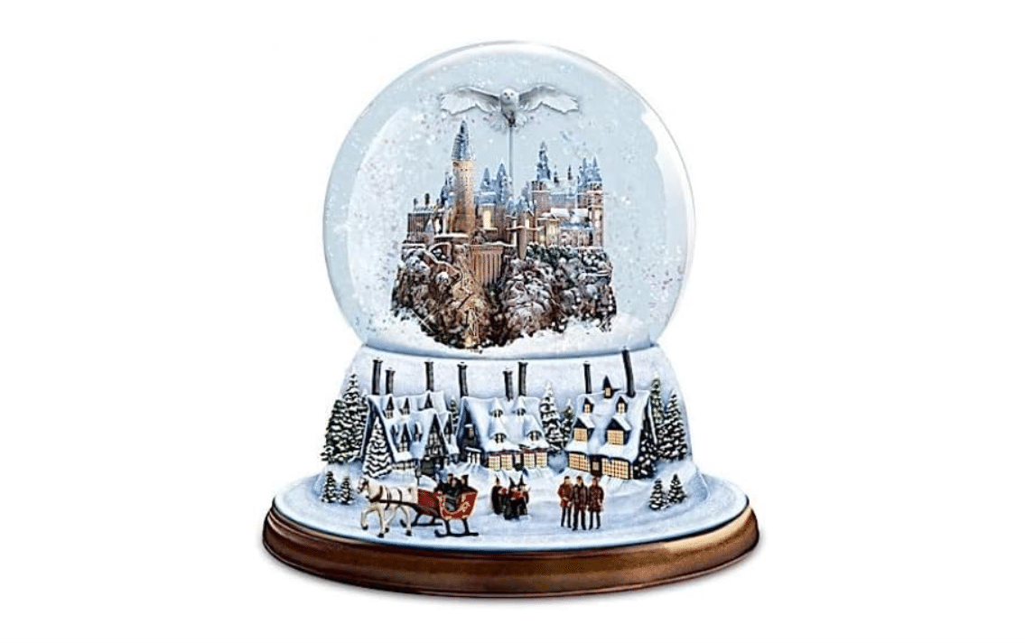The Bradford Exchange Harry Potter I'd Rather Stay at Hogwarts Christmas Rotating Musical Glitter Globe – Light-Up Snow Globe with Moving Horse-Drawn...