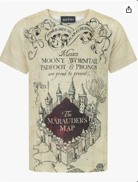 Harry Potter White T-Shirt for Boys Marauders Map Sublimation 