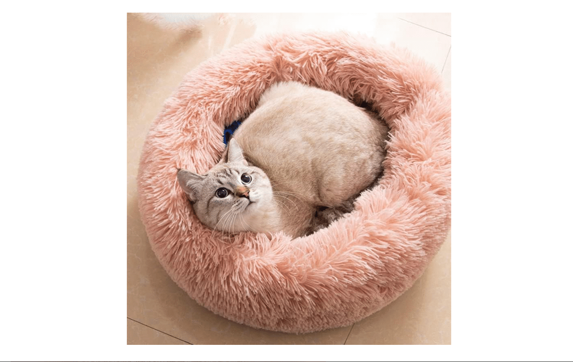 Indoor Cat Beds – Washable 20/24 Inch Cat Bed, Small and Medium Dog Beds, Anti-Anxiety, Plush Round Bed...