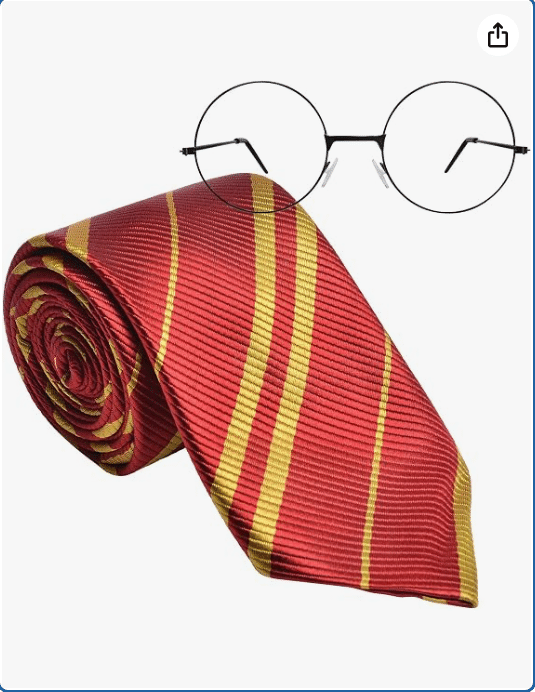 Halloween Wizard Cosplay Tie, Classical Tie with Glasses Costume Set for Themed Party Role Play