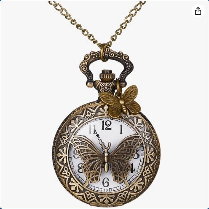 Avaner Hollow Butterfly Pocket Watches: Bronze Vintage Retro Analog Quartz Watch with Chain for Men and Women