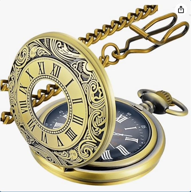 Vintage Pocket Watch Roman Numerals Scale Quartz Pocket Watches with Chain
