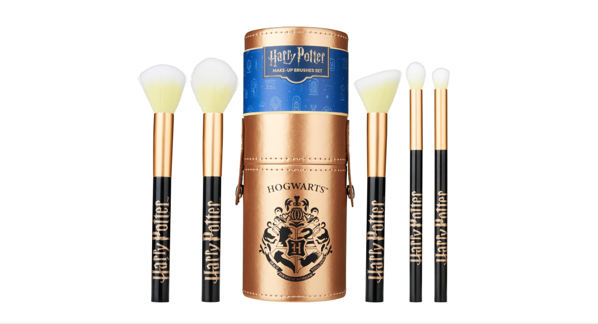 Harry Potter Gifts Makeup Brushes Set for Women, Teens, 5 Piece Makeup Brush Set with Travel Case for Eyeshadow Blush Contour Beauty
