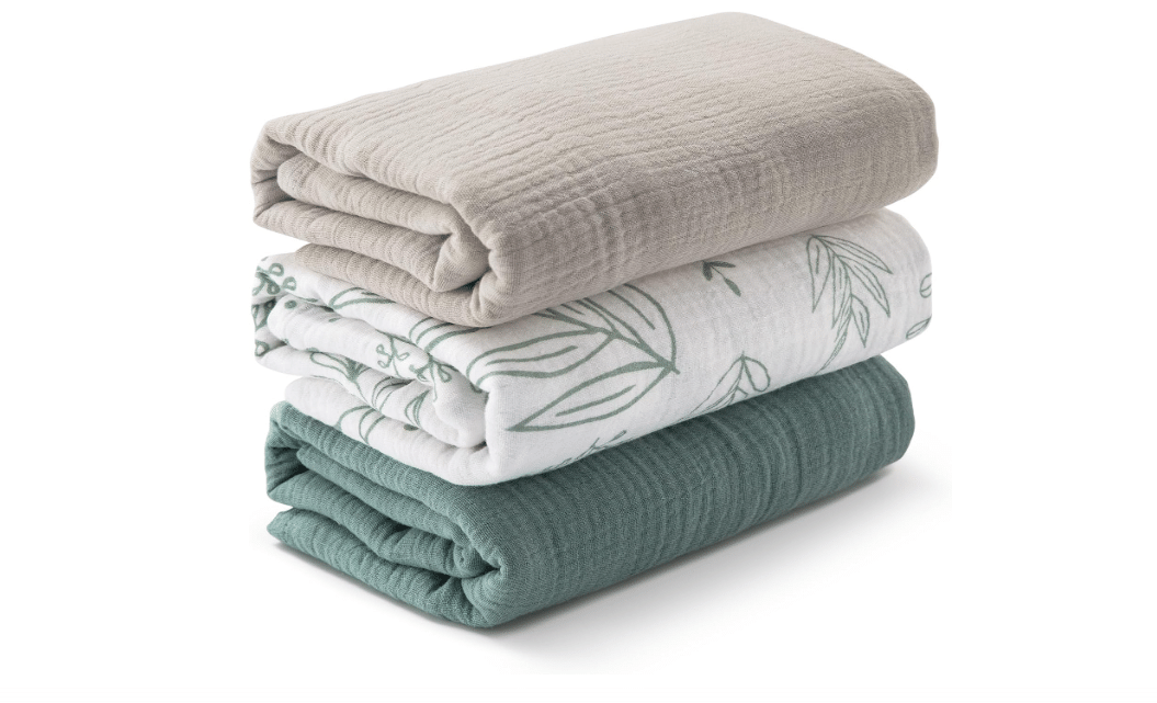 Muslin Swaddle Blankets for Newborn, 3 Pack Breathable Soft Receiving Blanket, Large 38 x 40 inches Swaddle Wrap Burping Clothes, Essentials Infant Shower... 