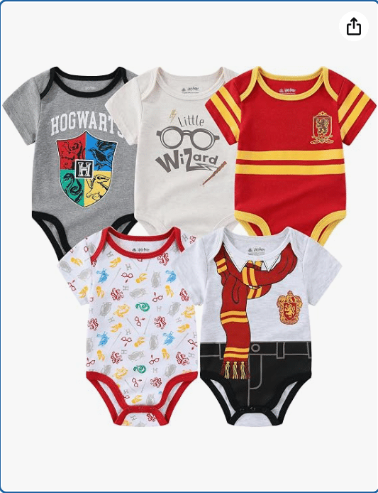 WARNER BROS Harry Potter Baby Boys 5 Pack Bodysuit for Newborn and Infant 