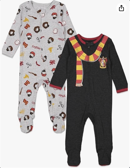 Harry Potter Baby 2 Pack Zip Up Costume Sleep N' Play Coveralls Newborn to Infant 