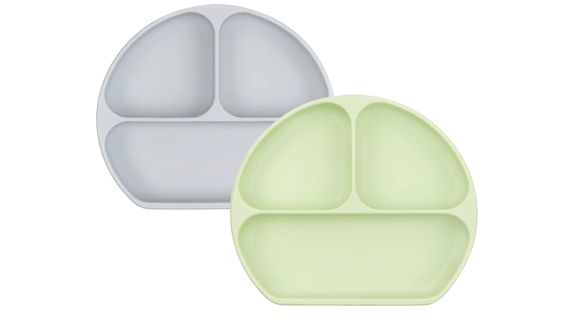 Bumkins Toddler and Baby Suction Plate, Silicone Divided Grip Dish for Babies and Kids, Baby Led Weaning, Children Feeding Supplies, Non Skid Bottom,... 