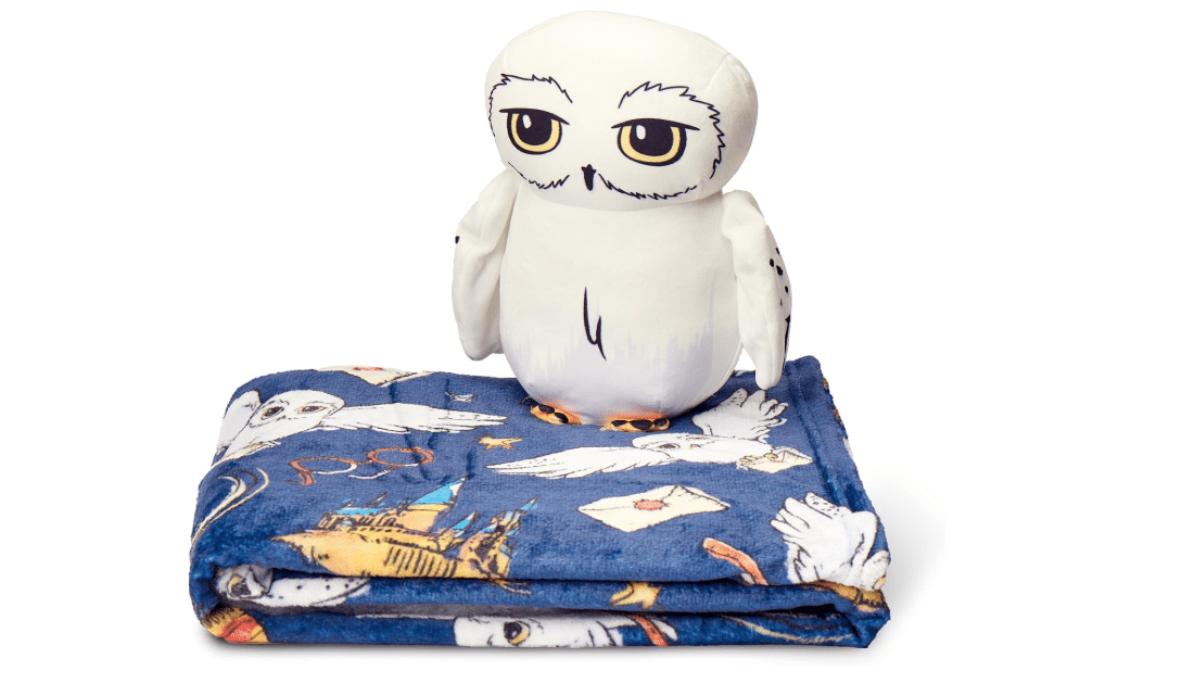 Northwest Harry Potter Plush Throw Blanket & Hedwig Character Hugger Pillow Set Silk Touch Fleece Blanket with Stuffed Animal 50 x 60 Inches