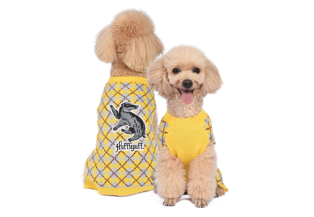 Harry Potter Hufflepuff Dog Sweater - Pet Outerwear for Dogs - Officially Licensed Dog Apparel & Accessories for Hogwarts Houses, Size Medium
