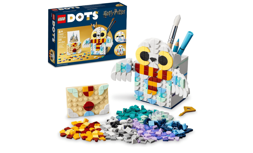 LEGO DOTS Harry Potter Hedwig Pencil Holder 41809, Craft Set for Kids Age 6+ with Hedwig The Owl Pencil Holder and Note Holder. Back to School Gift Idea for...