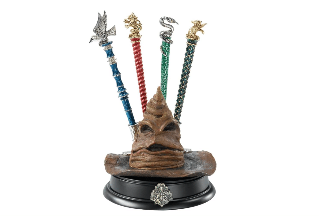 The Noble Collection Harry Potter Sorting Hat Pen Holder | Cold Cast Porcelain and Wooden Base Display | Holds Four Pens | Officially Licensed Merchandise |...