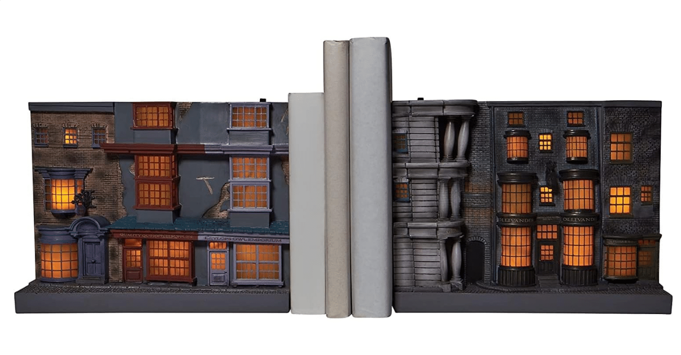 Enesco Wizarding World of Harry Potter Diagon Alley Light Up Book Holders Bookends, 7.25 Inch, Multicolor