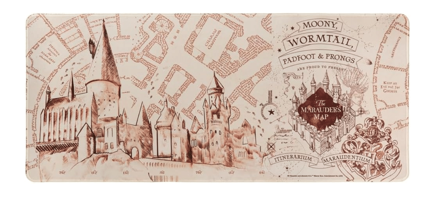 Conquest Harry Potter Marauder's Map Desk Mat | Oversized Gaming Desk Pad, Waterproof Neoprene Fabric Surface, Non-Slip Rubber Backing, Officially Licensed
