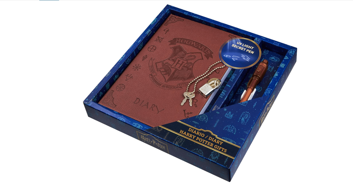 Harry Potter Lockable Diary with UV Invisible Ink Pen for Kids, Teens, Secret Journal with Key, Lined Pages, Stationery Supplies, Gifts for Kids (Brown UV Pen)
