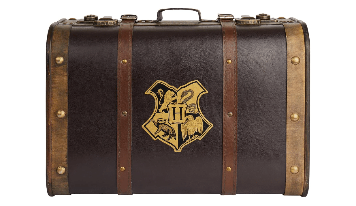 Harry Potter Hogwarts School Trunk, 17.5" Decorative Storage Chest | Collectible, Handle & Clasp, Crest & Custom Initials, Keepsake Box for Fans... 