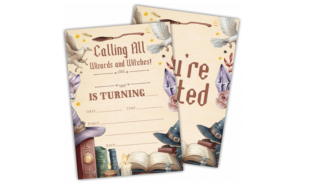 Watercolor Magical Theme Birthday Invitation Cards With Envelopes - Calling All Wizards And Witches - 20 Pcs Double-Sided Fill-In Birthday Invites For Teen,... 
