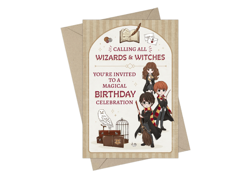 ConQuest Harry Potter Wizards & Witches Fill-in-the-Blank Birthday Invites | Includes 20 Blank Magical B-Day Invitations & 20 Envelopes, 4''... 