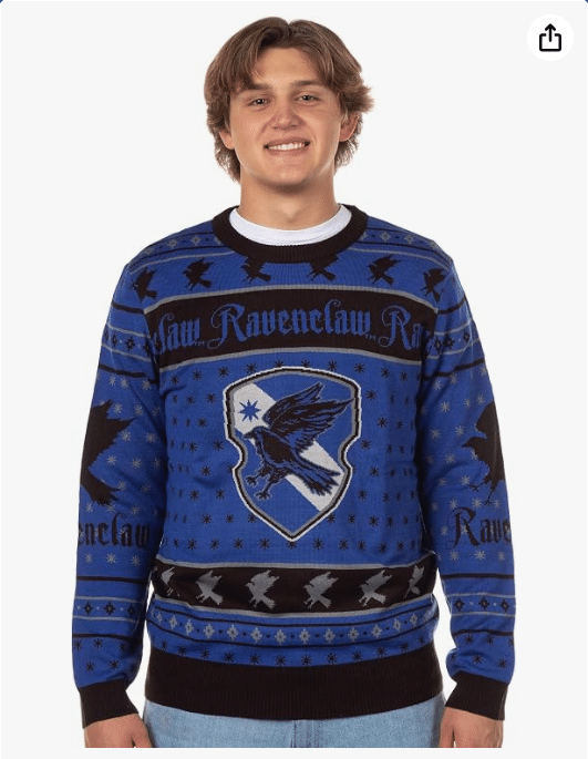 Harry Potter Sweater Men's Hogwarts House Crests Logo Ugly Sweater for Christmas Crewneck Knit Pullover

