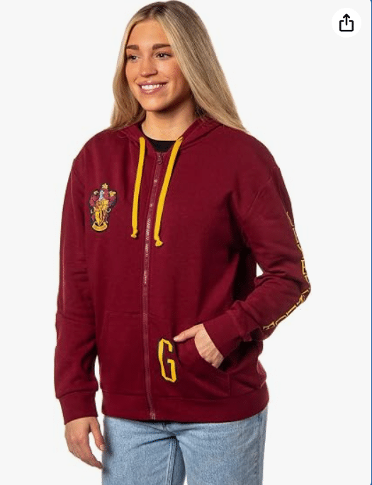 Harry Potter Womens Hogwarts Alumni House Crest Lightweight Zip-Up Hoodie 