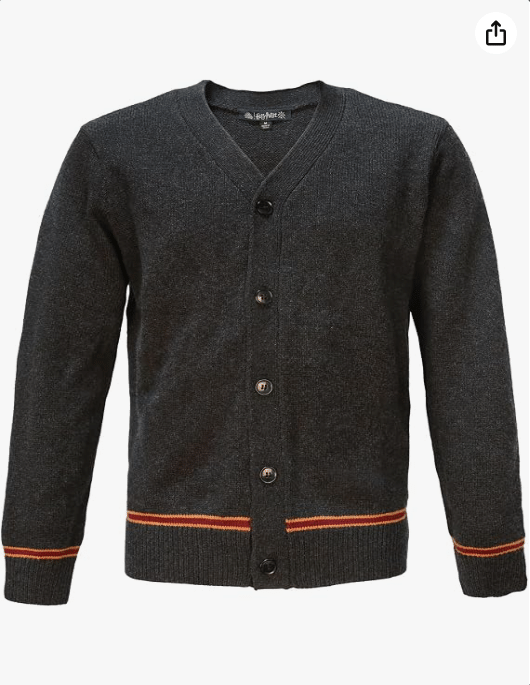 Harry Potter Knitted School Cardigan, Gray V-Neck, Adult Sizes 