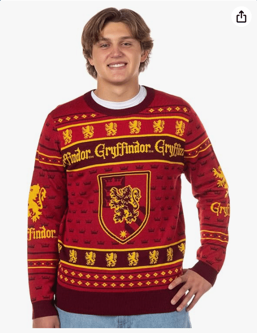 Harry Potter Sweater Men's Hogwarts House Crests Logo Ugly Sweater for Christmas Crewneck Knit Pullover
