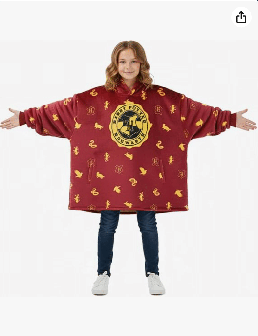 Harry Potter Hogwarts Girls Sherpa Lined Oversized Hoodie with Pockets for Big Kids One Size (Fits Sizes 4 to 10)
